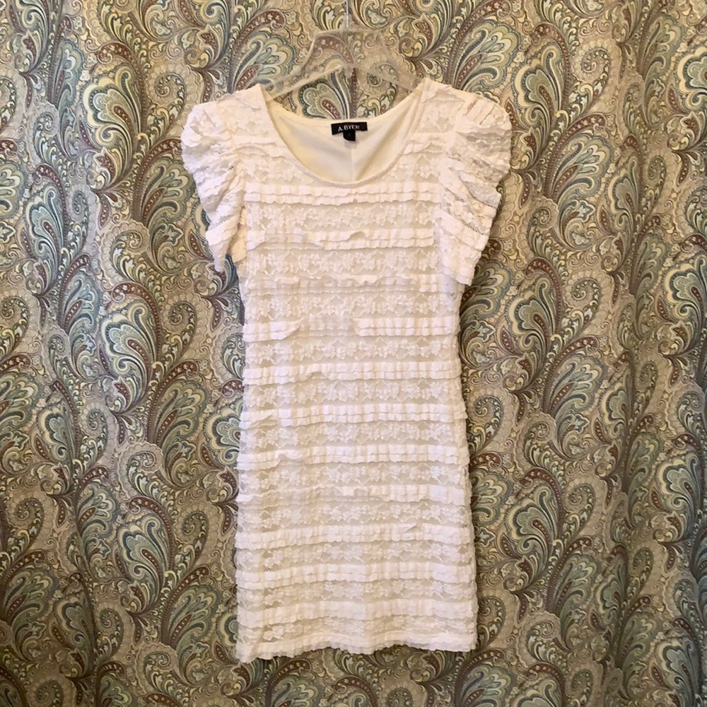 A. Byer Cream Lace Dress